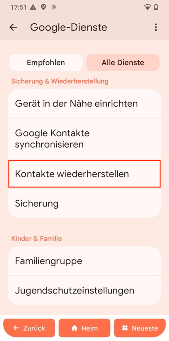 Kontakte wiederherstellen