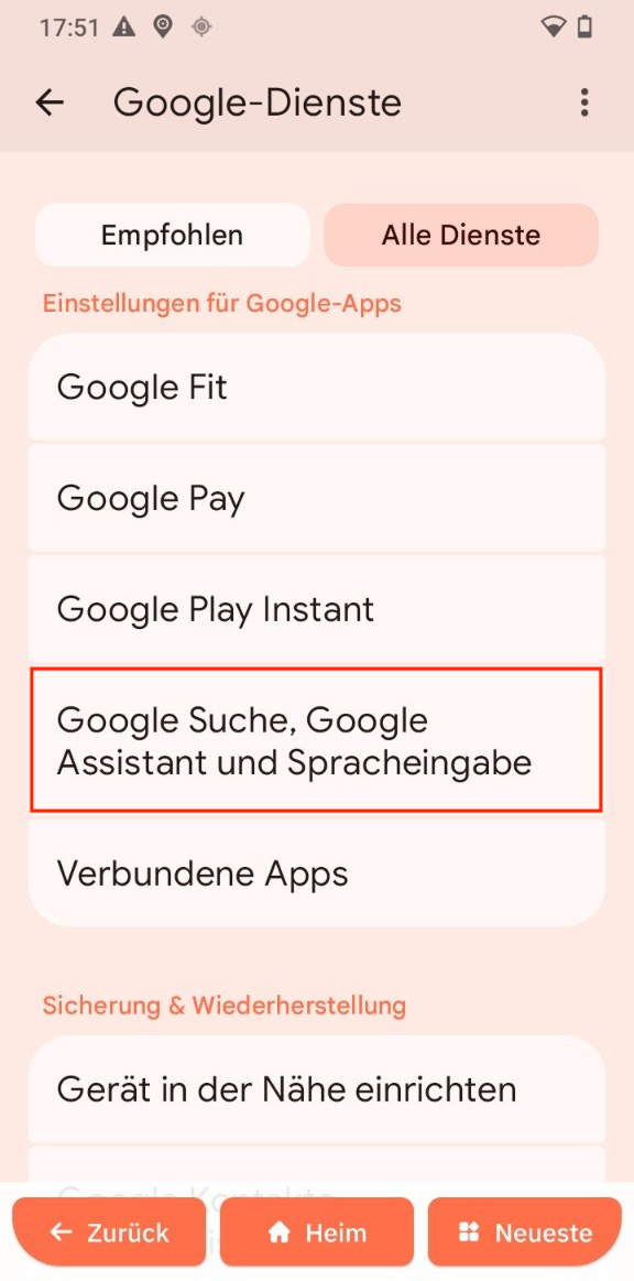 Suche, Assistent und Sprache