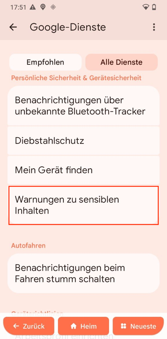 Warnungen vor sensiblen Inhalten