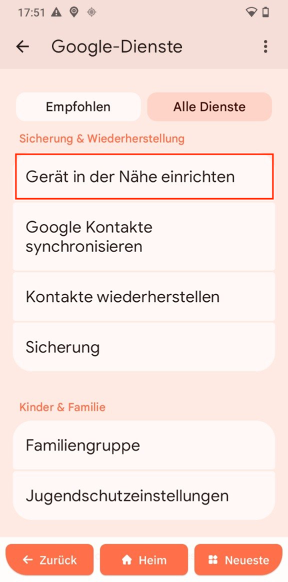 Gerät in der Nähe einrichten