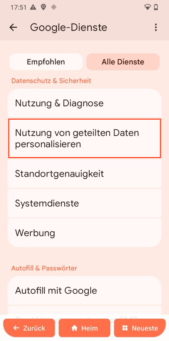 Nutzung von geteilten Daten personalisieren