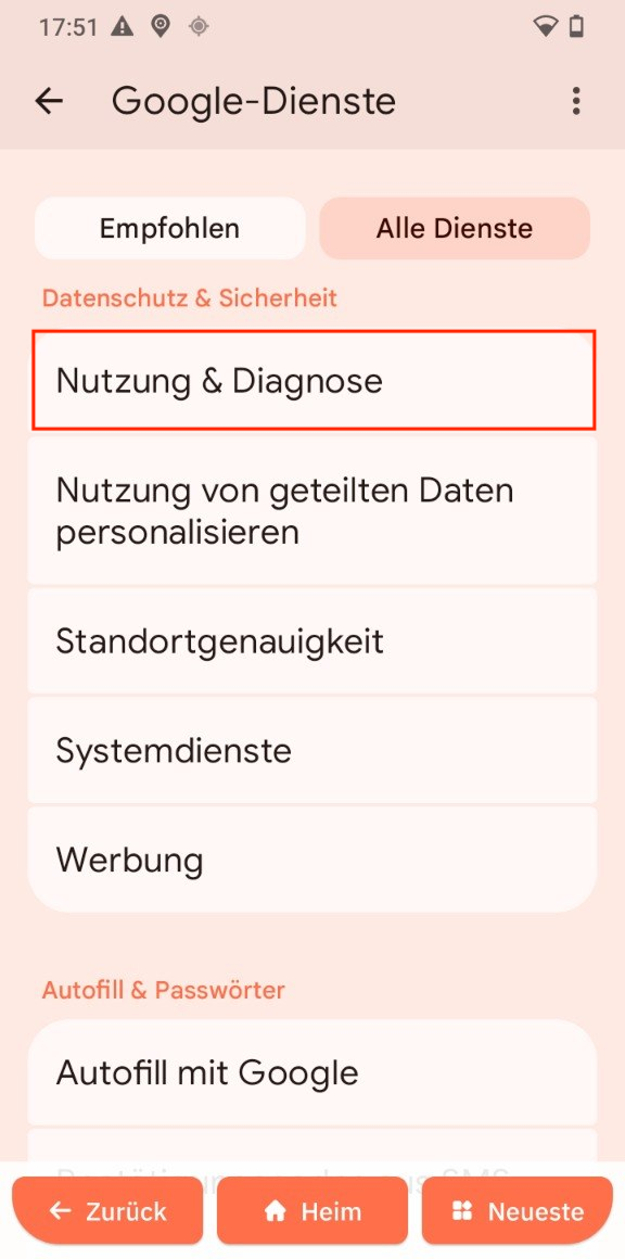 Nutzung und Diagnose