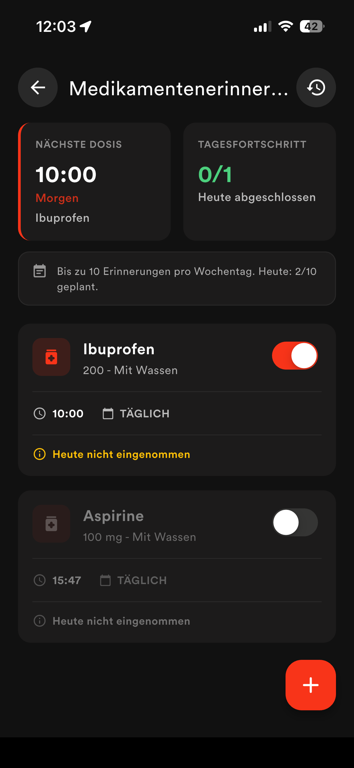 Bestätigung der Medikamentenerinnerung