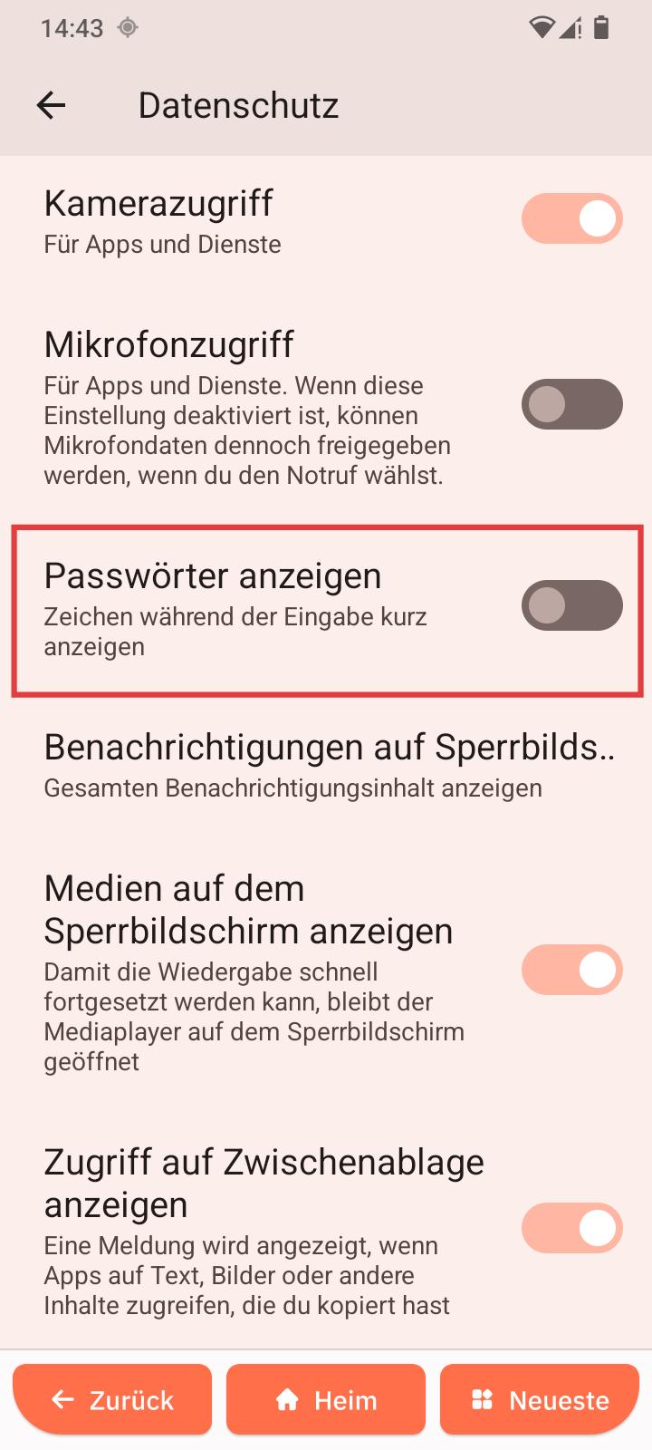 Passwörter anzeigen