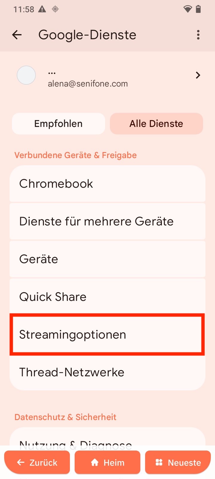 Streamingoptionen