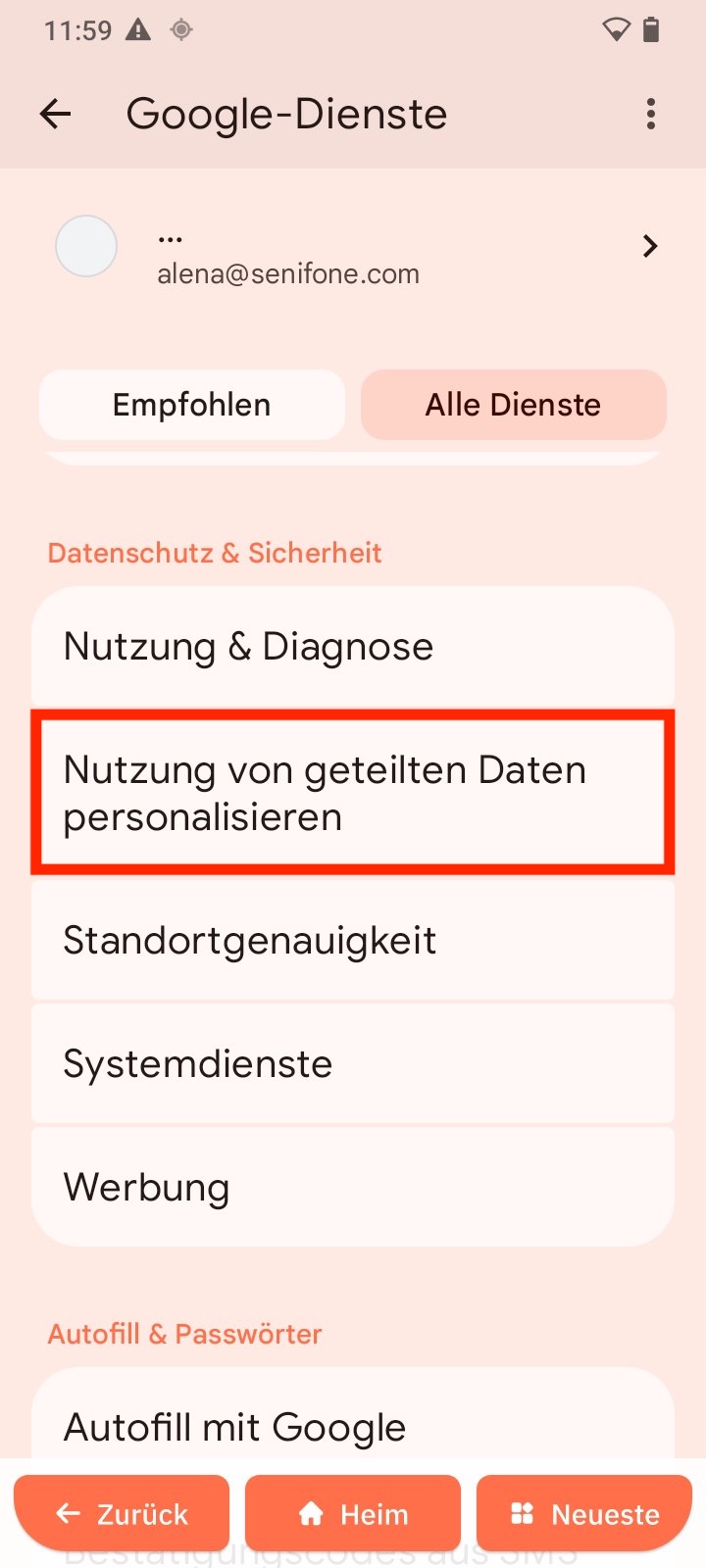 Nutzung von geteilten Daten personalisieren