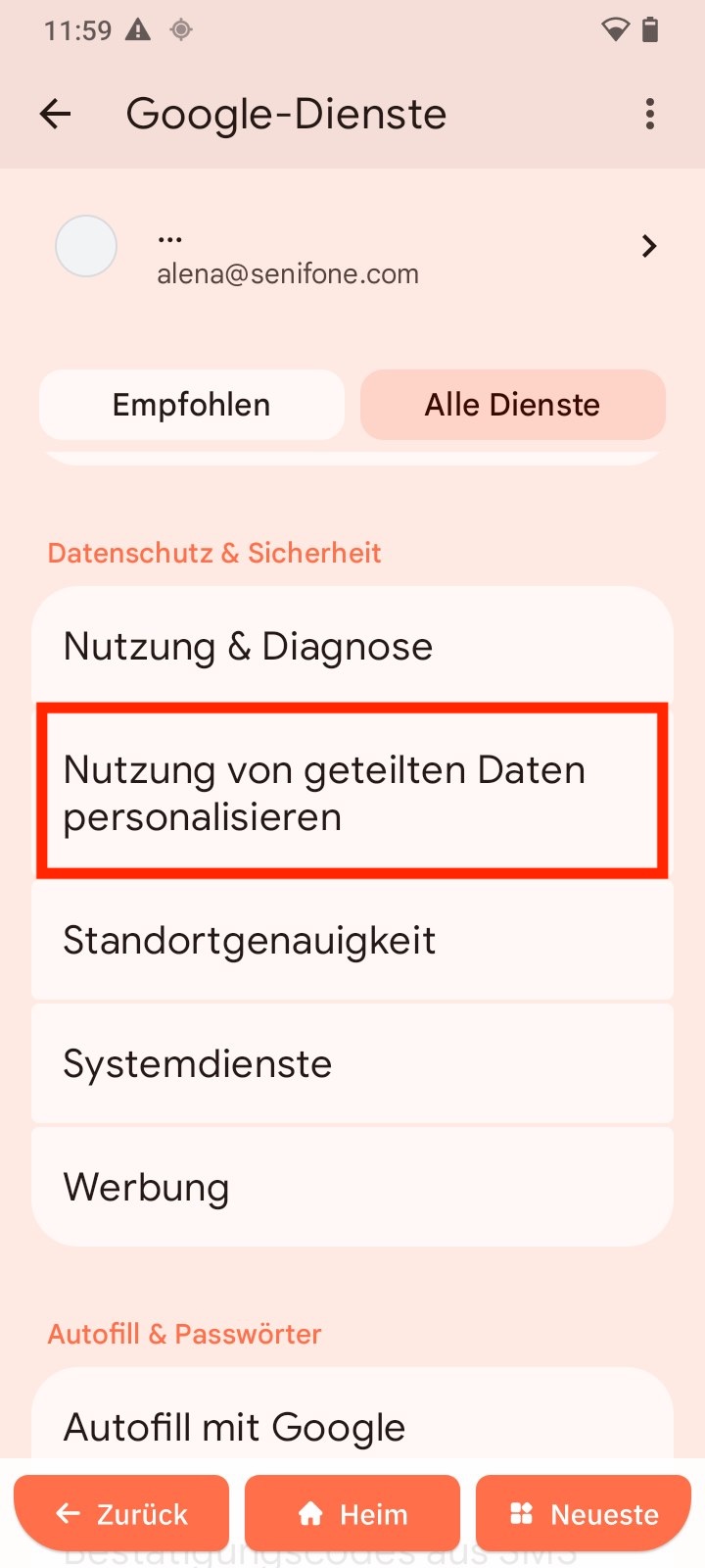 Nutzung und Diagnose