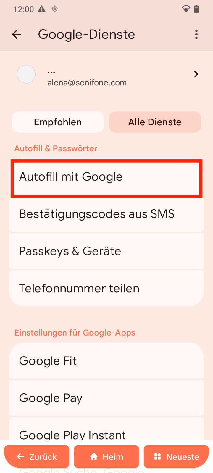 Autofill mit Google