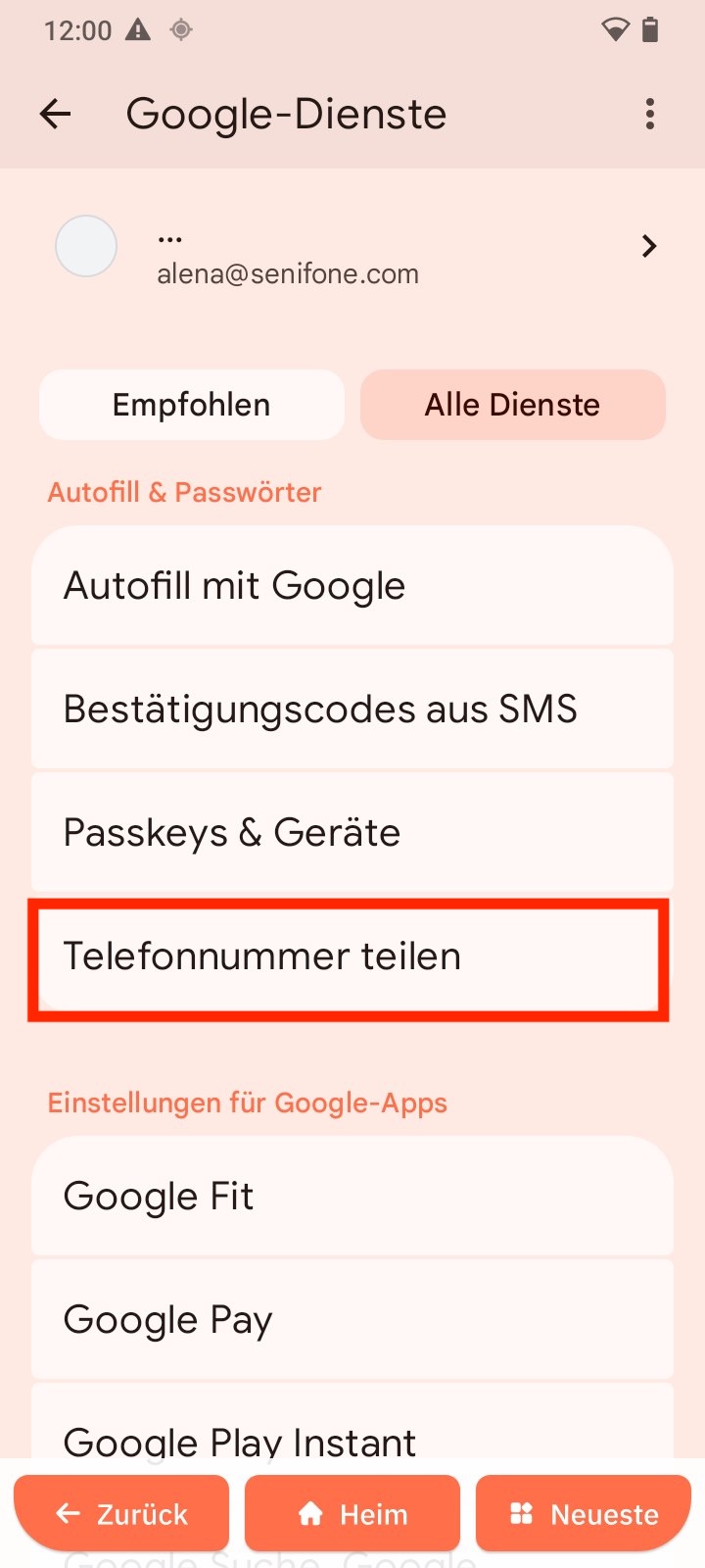 Telefonnummer teilen