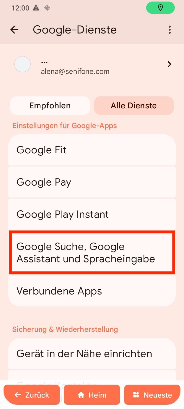 Suche, Assistent und Sprache