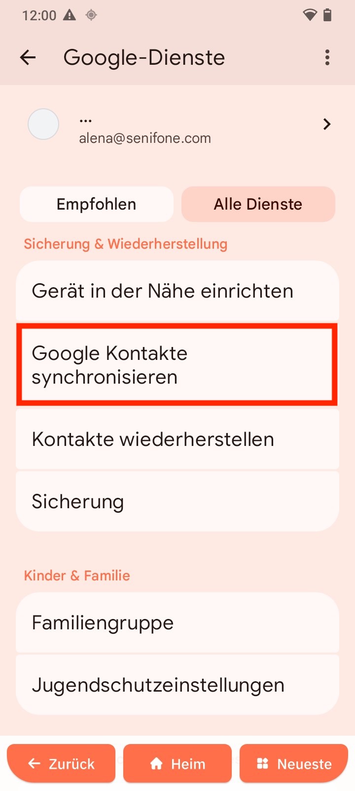 Google-Kontaktsynchronisierung