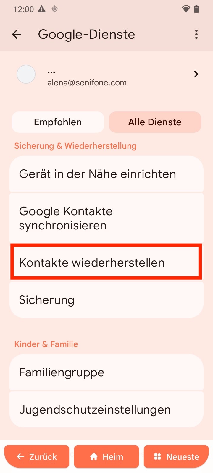 Kontakte wiederherstellen