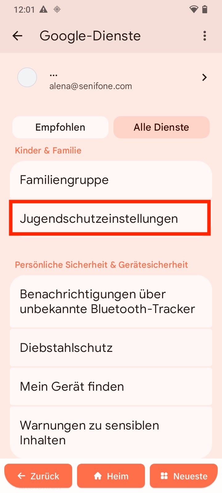 Jugendschutzeinstellungen