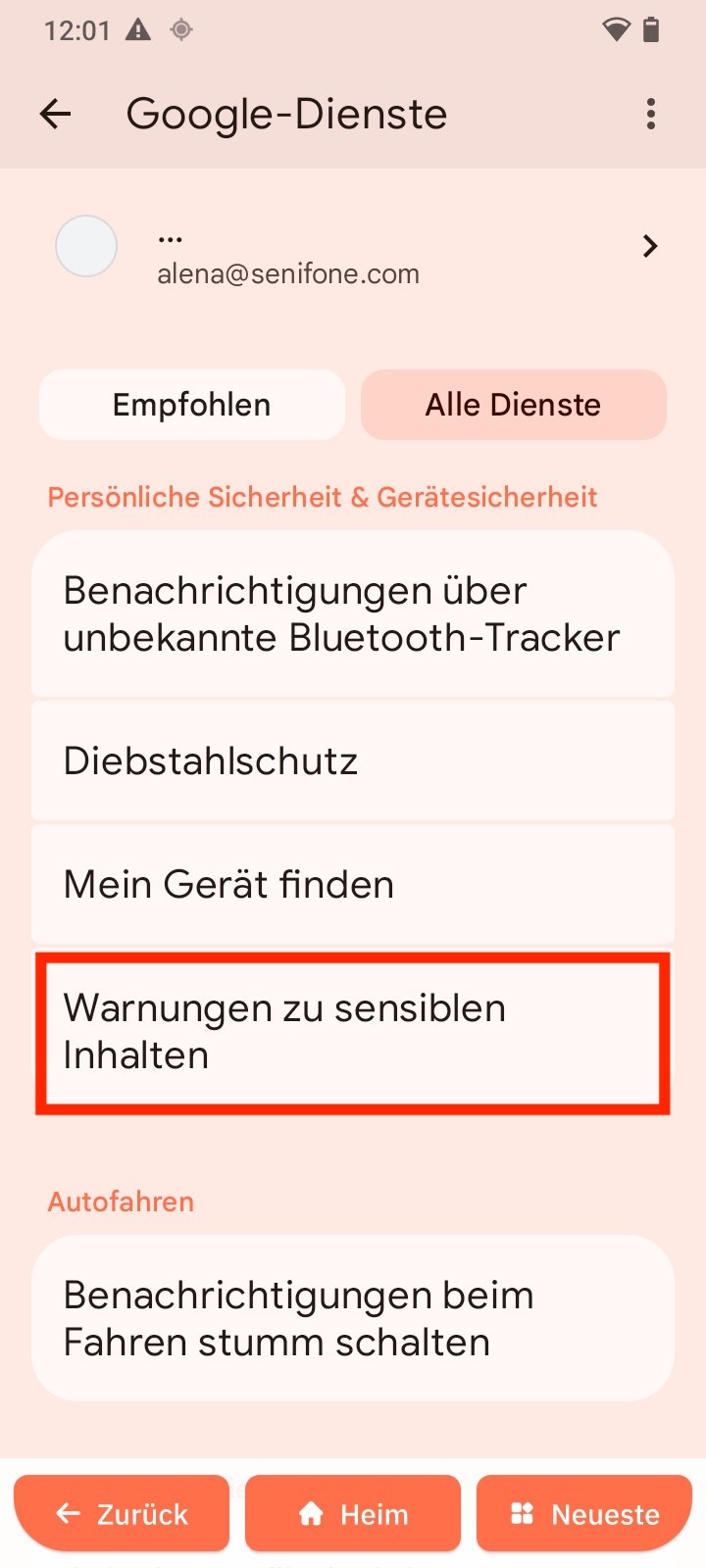 Warnungen vor sensiblen Inhalten