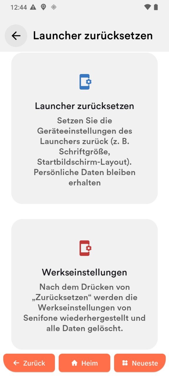 Auswahl der Zurücksetzungsart