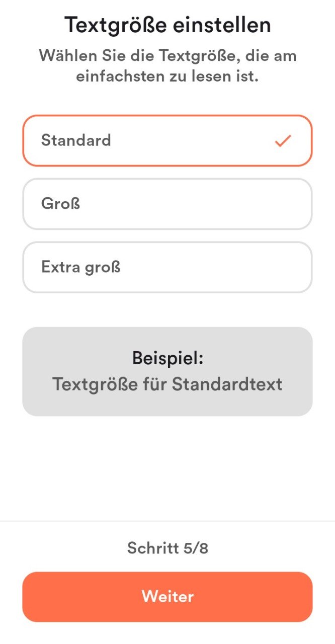 Auswahl der Textgröße