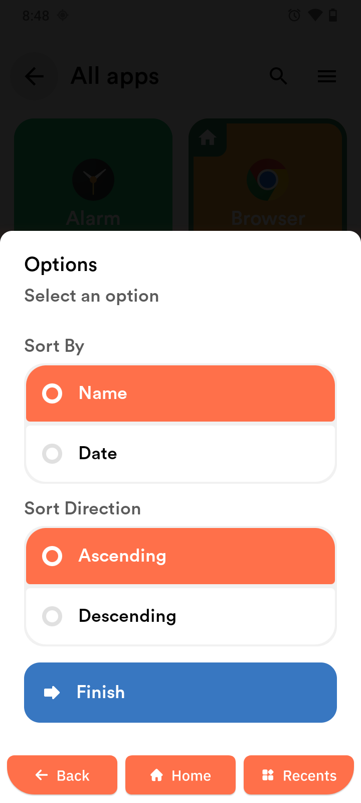 Apps sortieren
