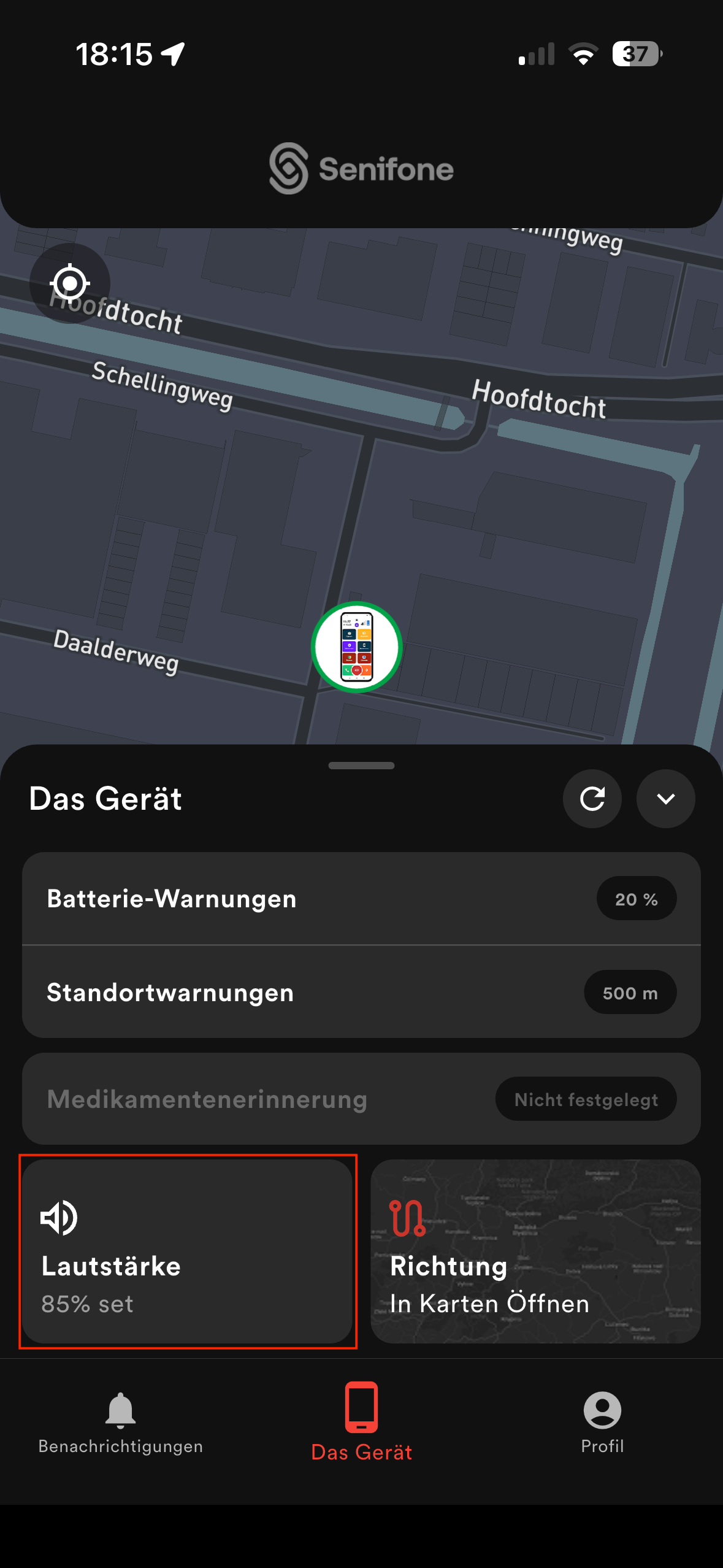 Lautstärkeeinstellungen
