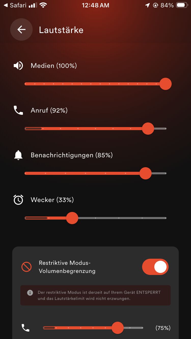 Lautstärkeeinstellungen