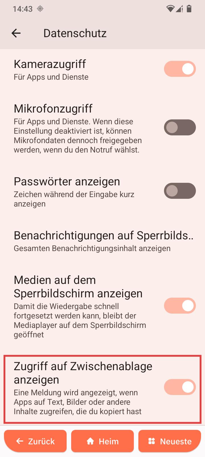 Zugriff auf Zwischenablage anzeigen