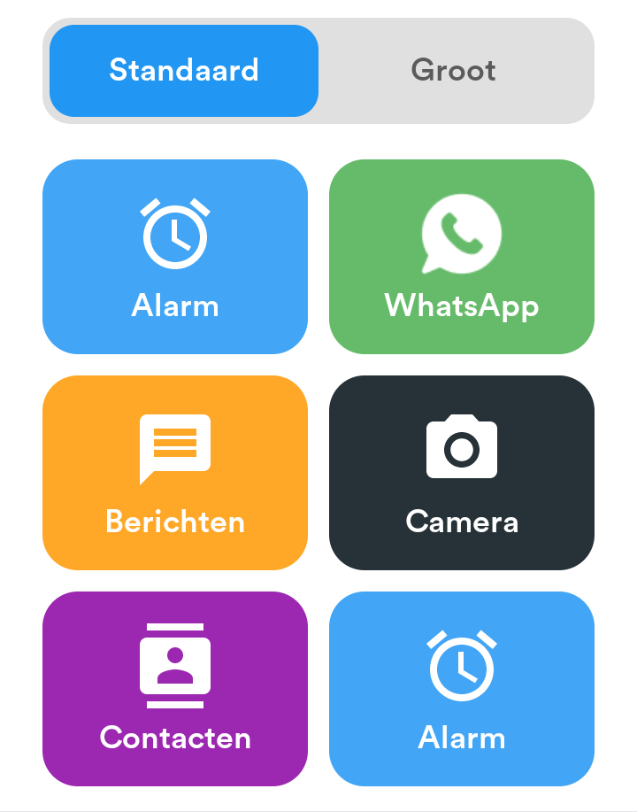 Selectie voor de grootte van de app-tegels