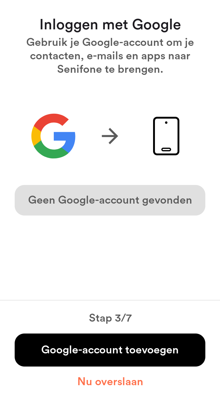 Scherm voor het inloggen op een Google-account