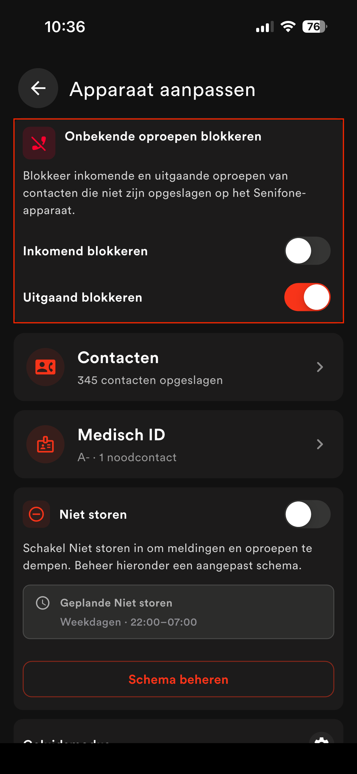Onbekende oproepen blokkeren