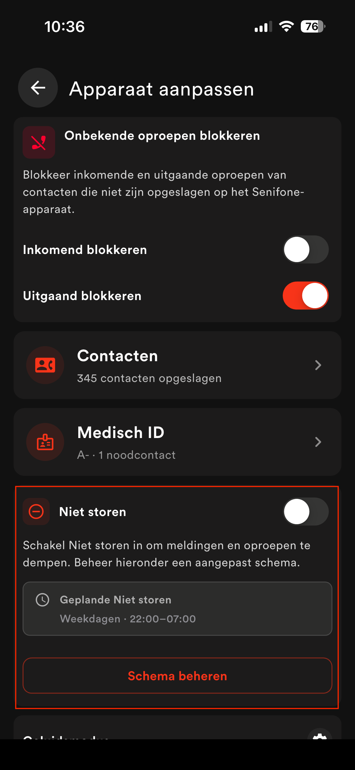 Niet storen-schema
