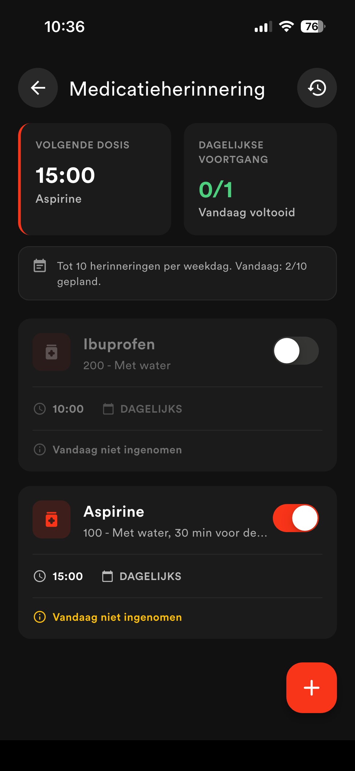 Medicatieherinnering bevestiging