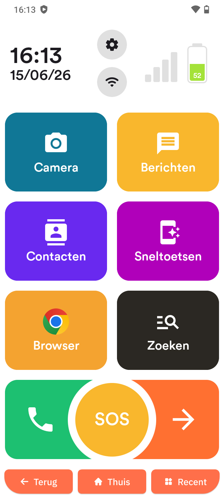 Het startscherm van de Senifone S1