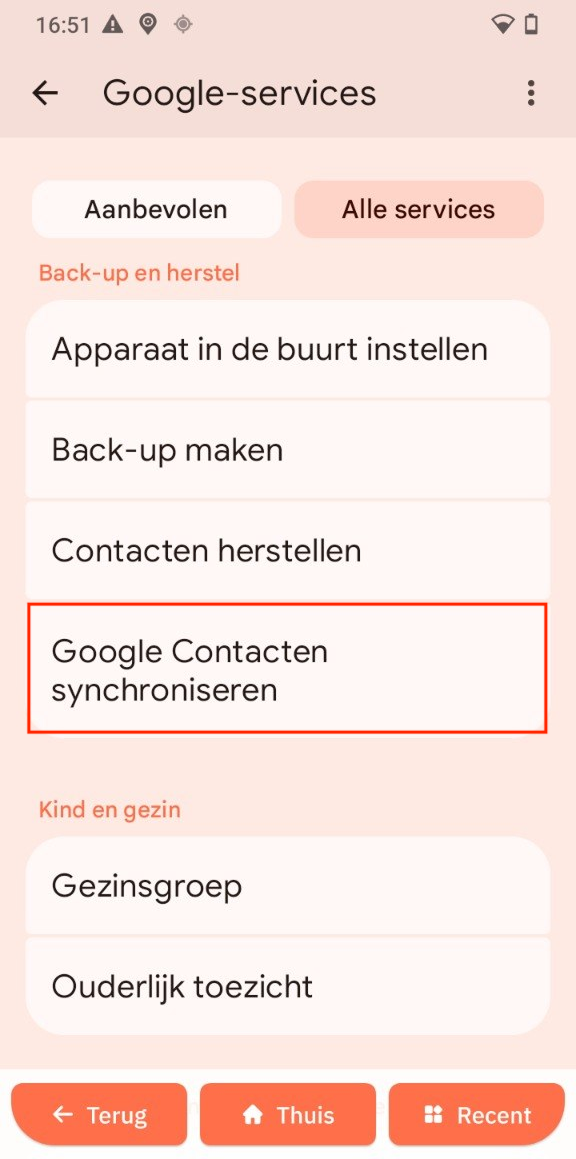 Google Contacten synchroniseren