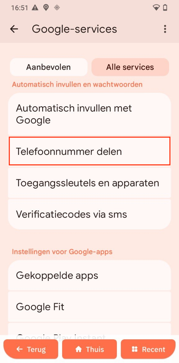 Telefoonnummer delen