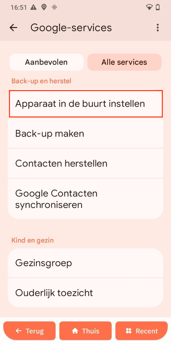Apparaat in de buurt instellen