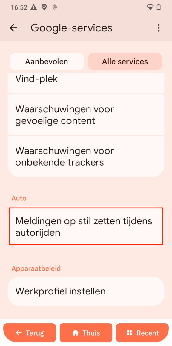 Meldingen op stil zetten tijdens autorijden