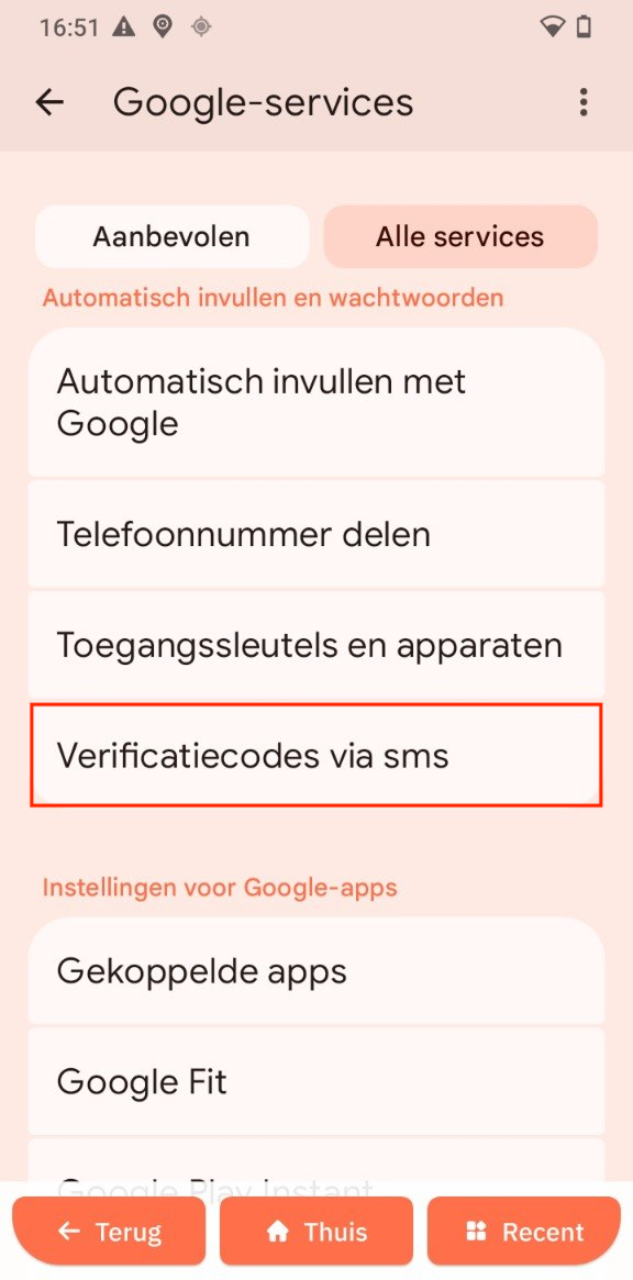 Verificatiecodes via sms