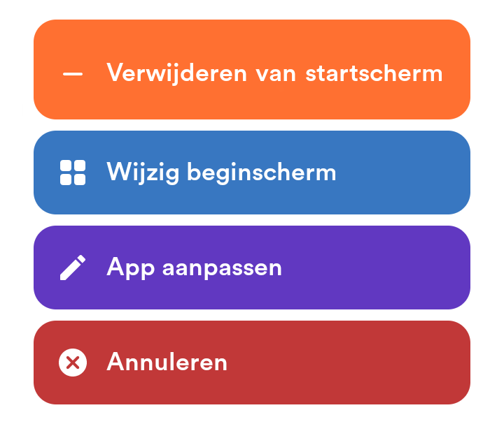 Menu voor het wijzigen van App-tegels