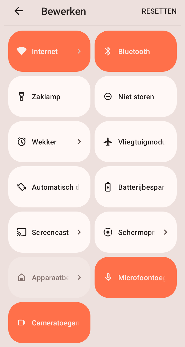 Snelkoppeling wijzigings menu