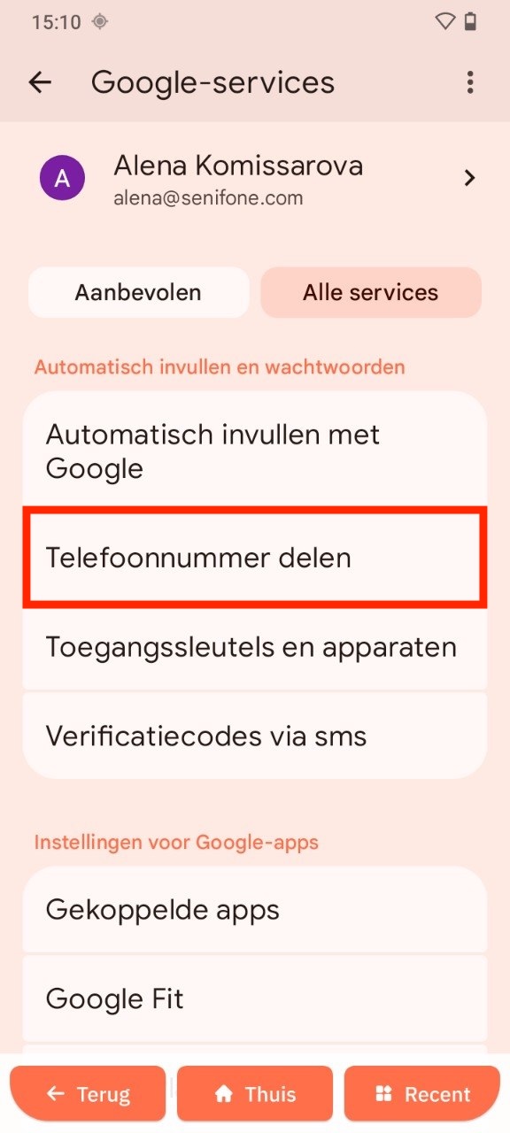 Telefoonnummer delen