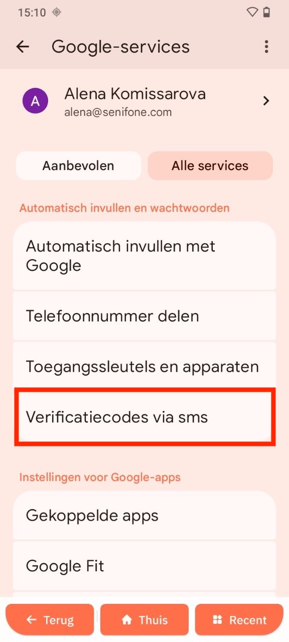 Verificatiecodes via sms