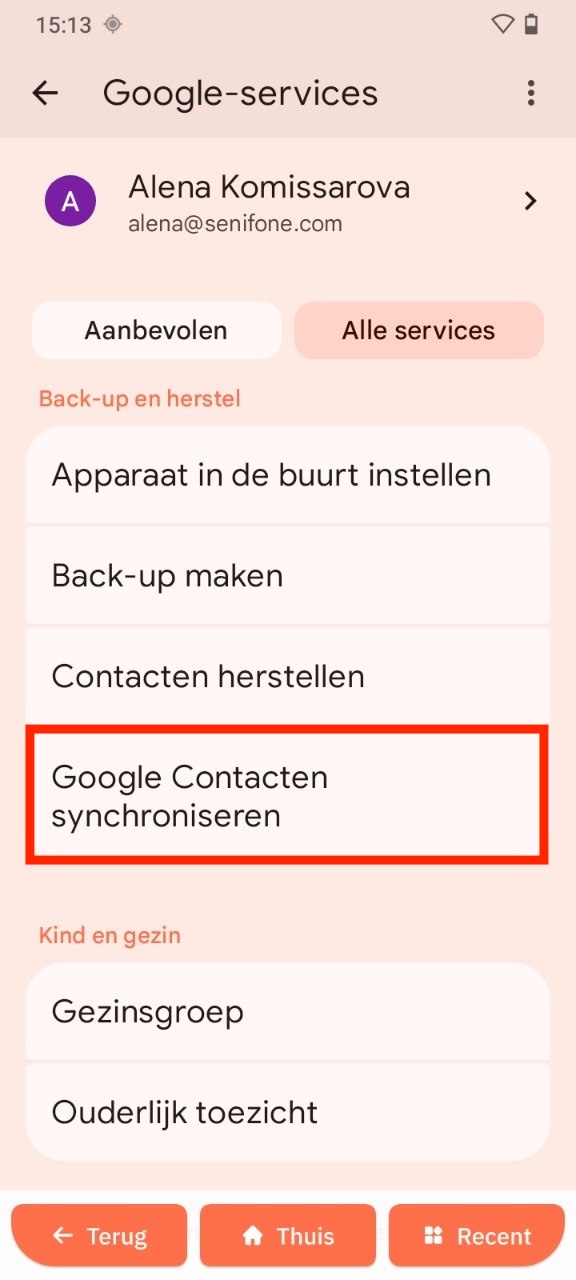 Google Contacten synchroniseren