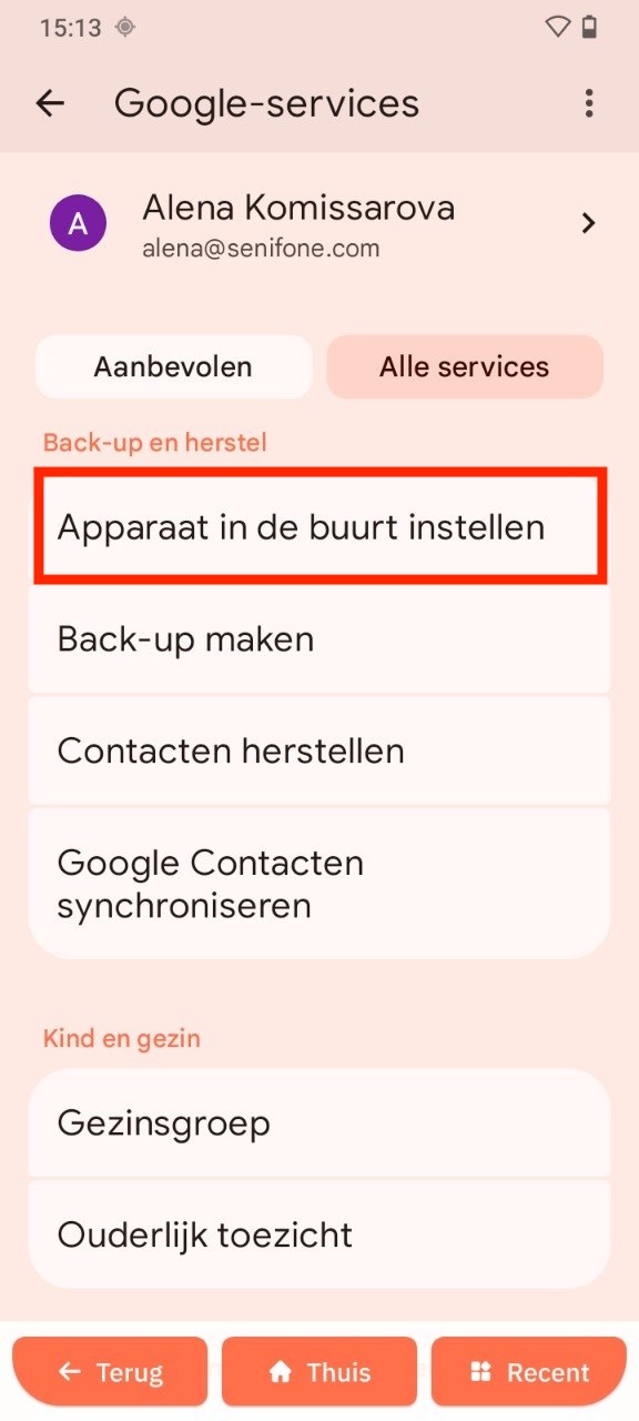Apparaat in de buurt instellen