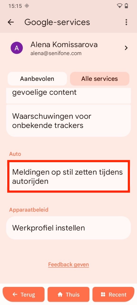 Meldingen op stil zetten tijdens autorijden