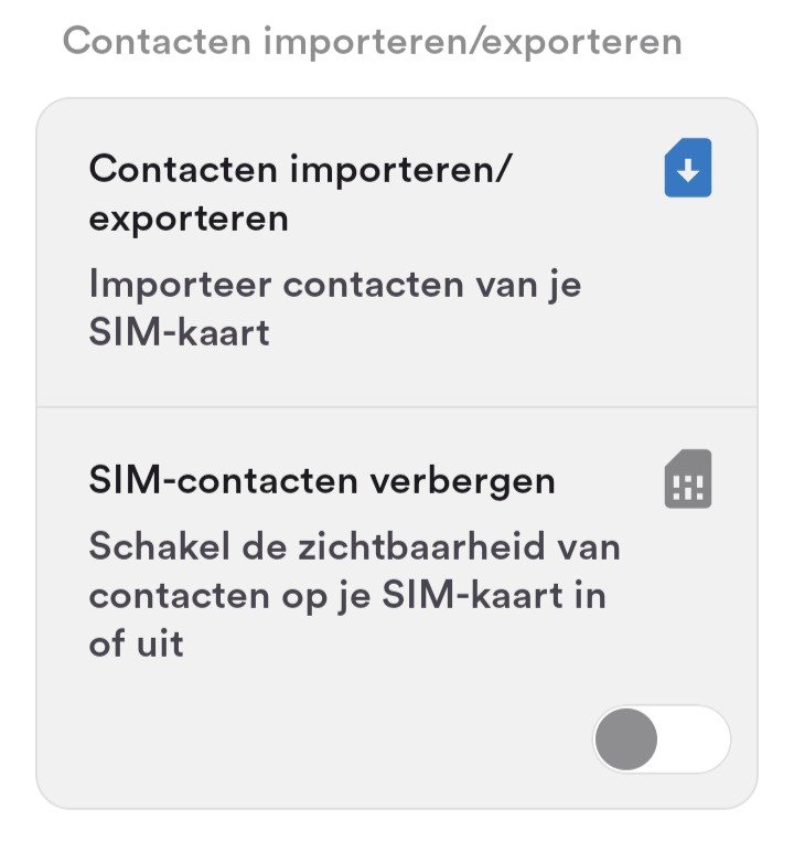 Contacten importeren/exporteren