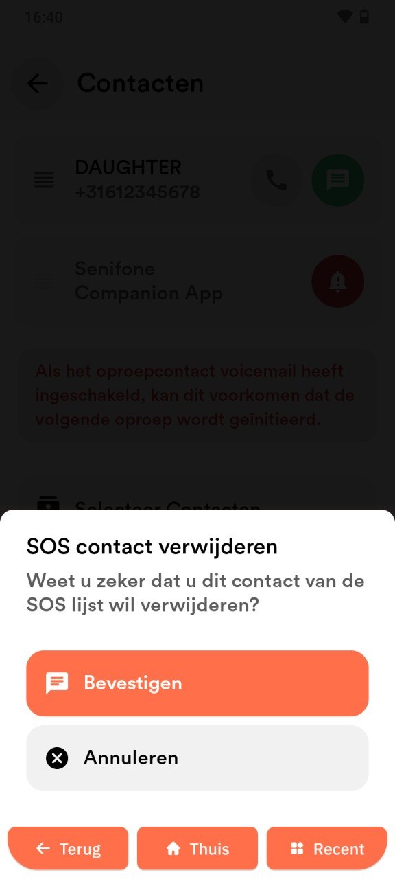 Noodcontacten verwijderen