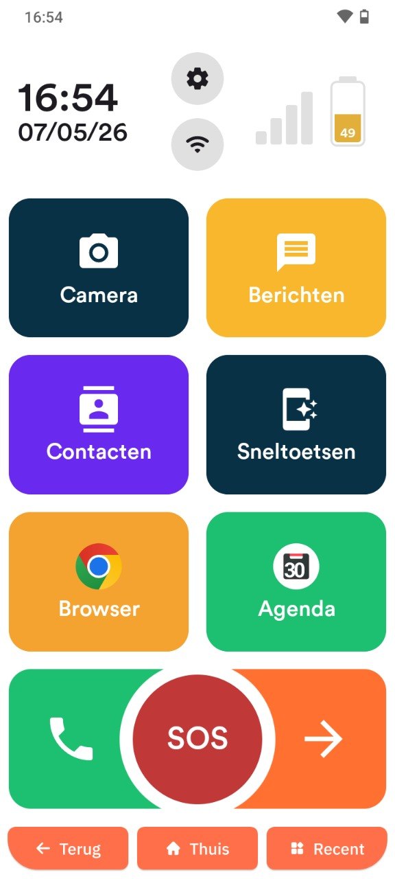Startscherm van de Senifone S1