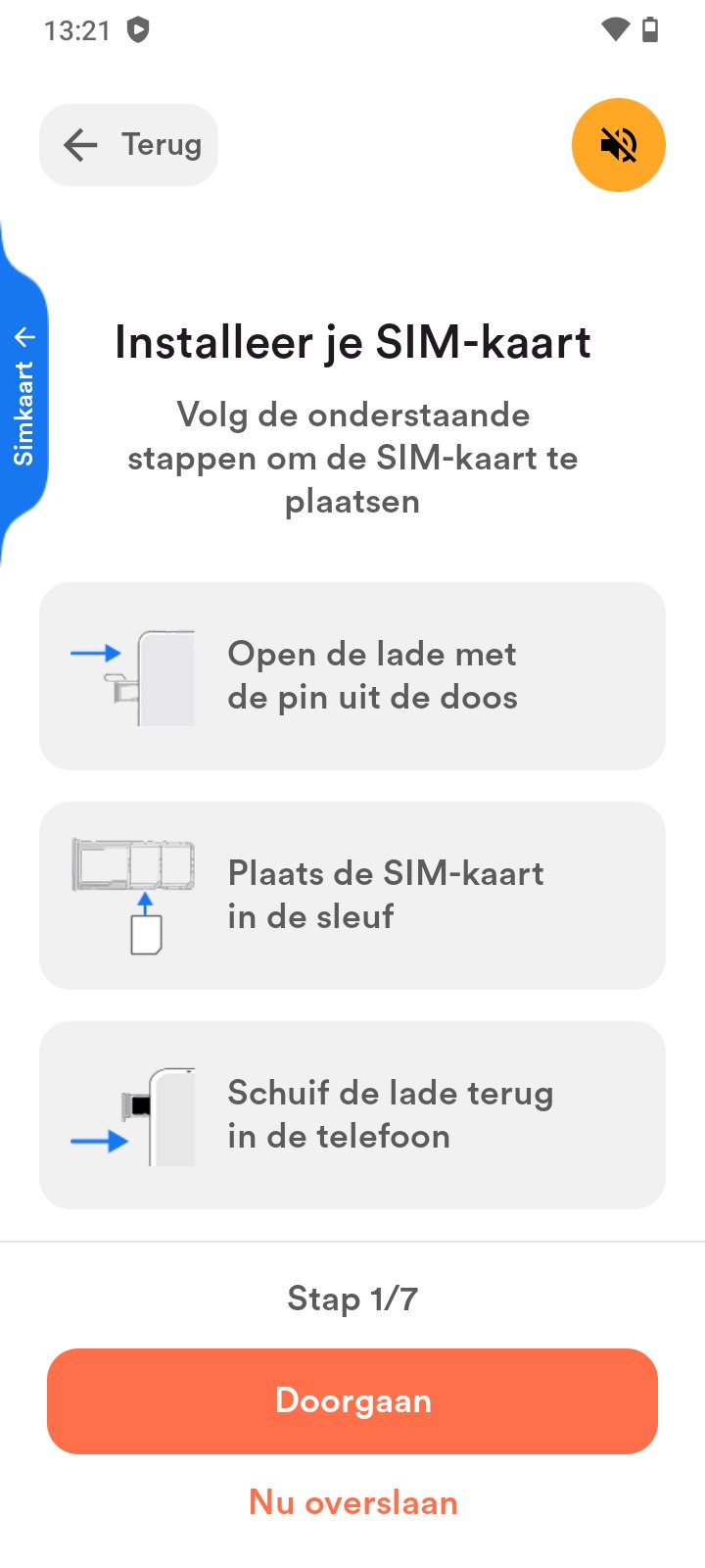 Stappen voor simkaart plaatsen