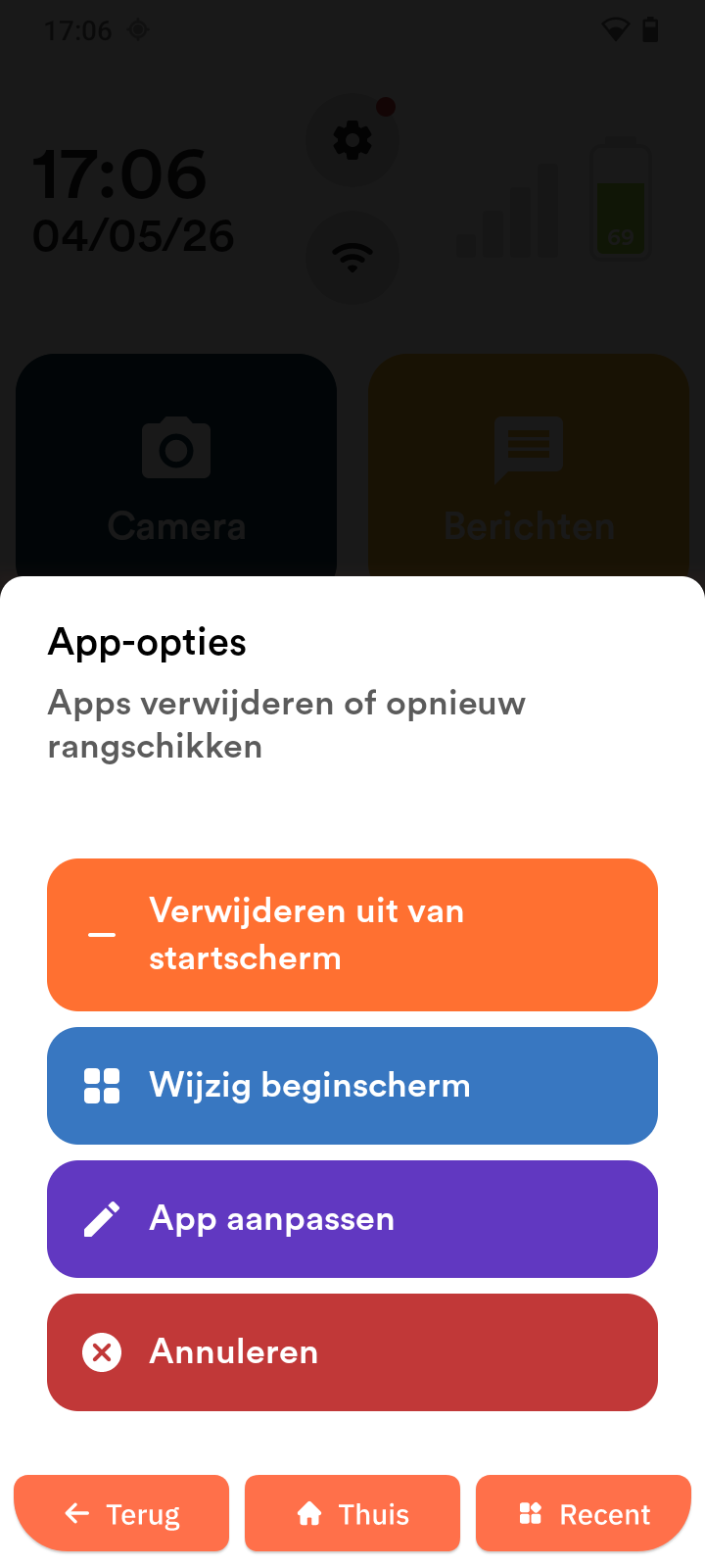 Bewerkmenu voor app-tegels