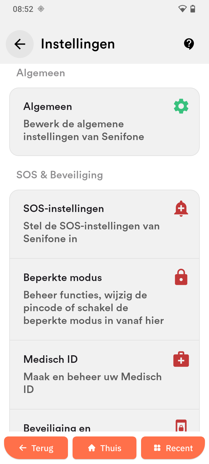 Overzicht van instellingen