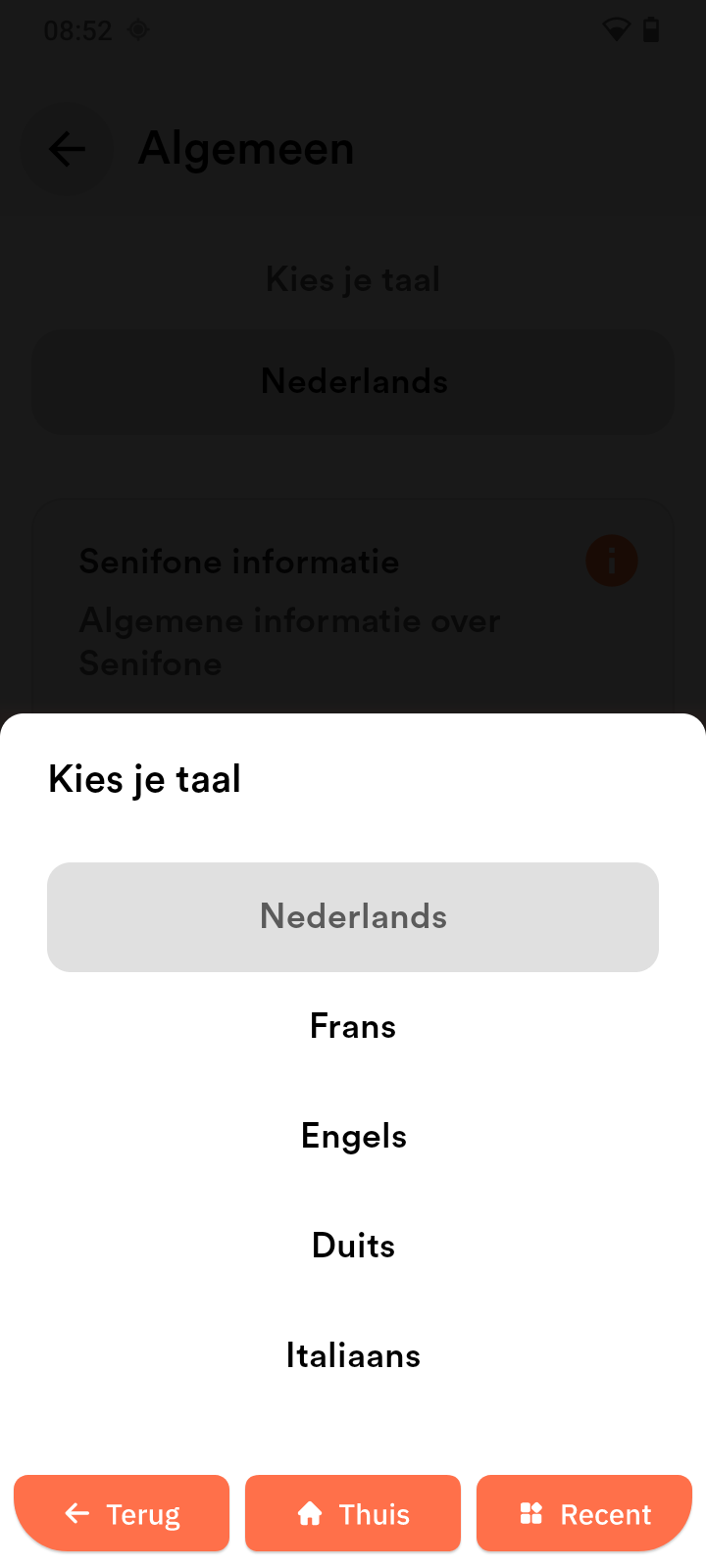 Dialoog voor taal kiezen