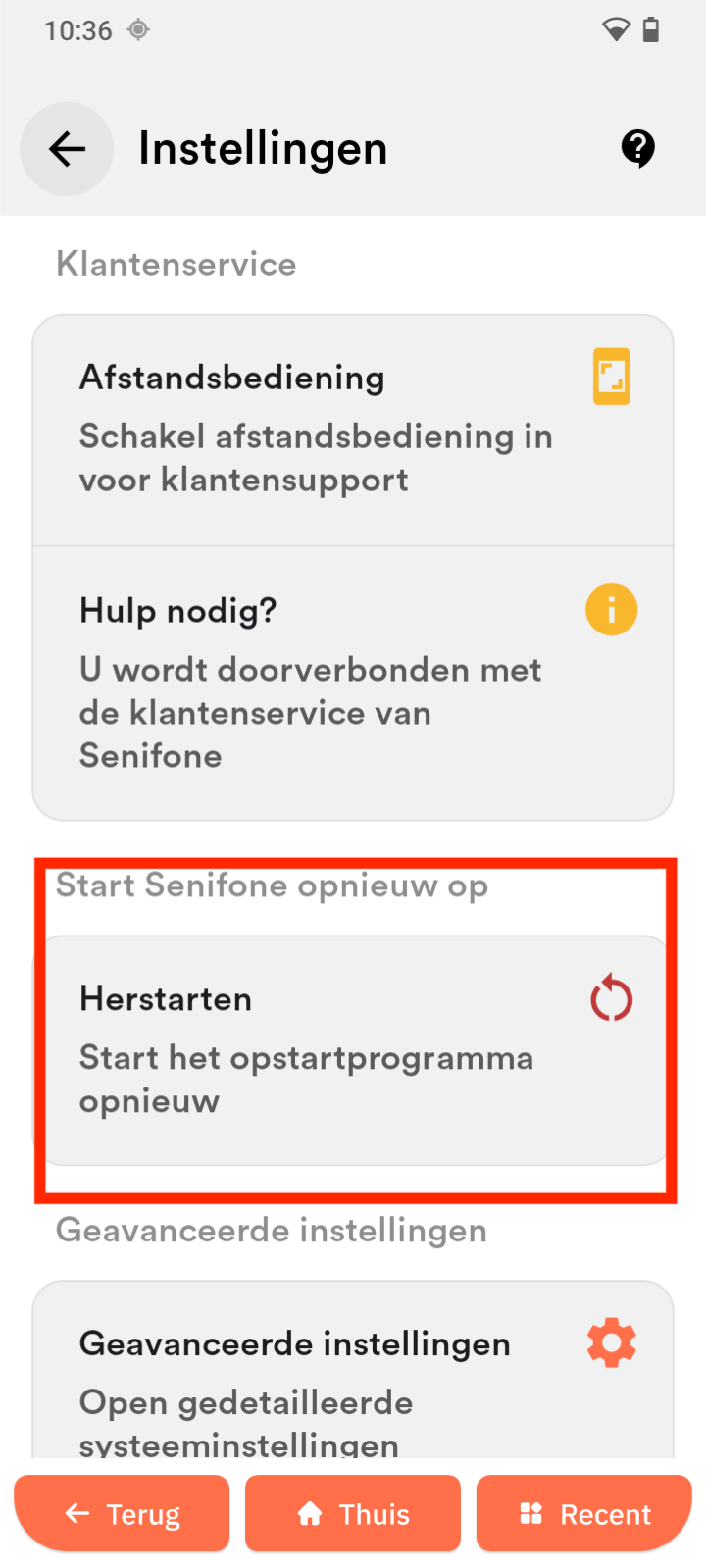 Launcher opnieuw starten
